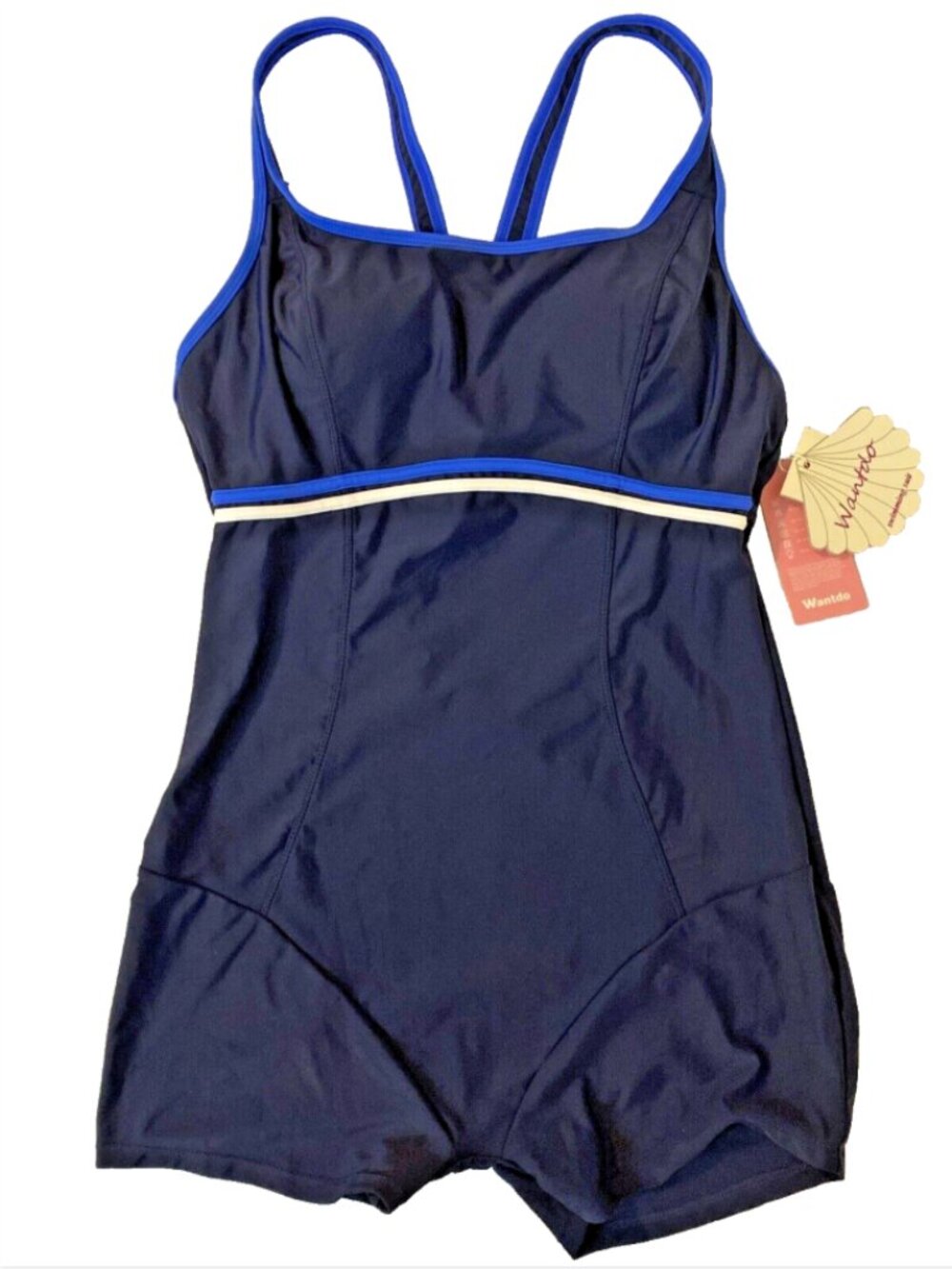 Wantdo Navy One Piece Swimsuit Modest Swimwear Shorts NWT Women’s 16